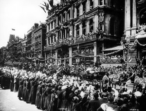 Dronning Victorias Coach kører gennem Cheapside under hendes diamantjubilæumsoptog, 1897